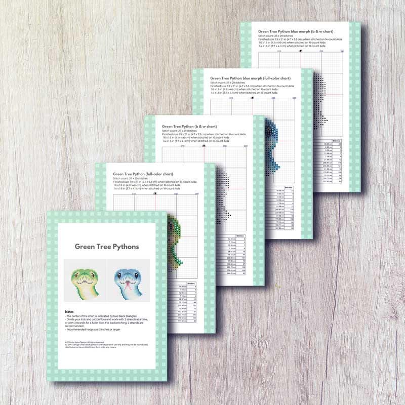 Green Tree Python Cross Stitch Pattern PDF Bundle - Green + Blue Morph ...
