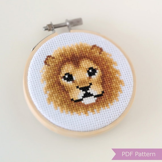 雄ライオンのクロスステッチ PDF - ライオンの刺繍 - 即時