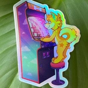 Arcade Pupper 3&quot; sticker - holographic