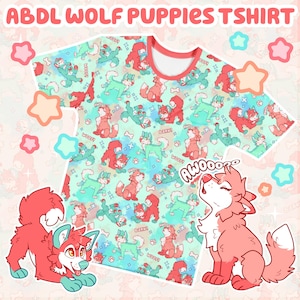 Wolf Puppies Shirt | Babyfur ABDL All-Over Tee | Kawaii Pastel Furry Print