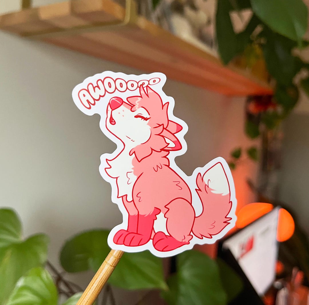 Furry Howl Sticker Wolf Pup Howling 3