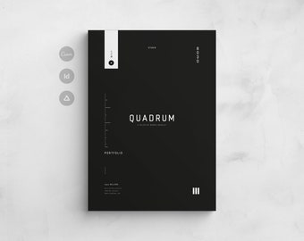 Portafolio Quadrum / Plantilla de portafolio de diseño gráfico de Canva / Lookbook de Canva editable / Diseño de plantilla de libro electrónico de portafolio