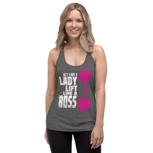 Gym Lady Fitness Girl - Lift Like A Boss Fitness Distressed Girls Design Women's Racerback Tank
