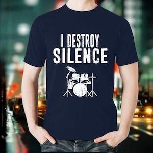 Maglietta Drummer 'Distruggo Il Silenzio' - Regalo Per Batteristi E Musicisti - Foto 7