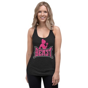 Gym Lady Fitness Girl -Beast - Fitness Distressed Girls Design Women's Racerback Tank