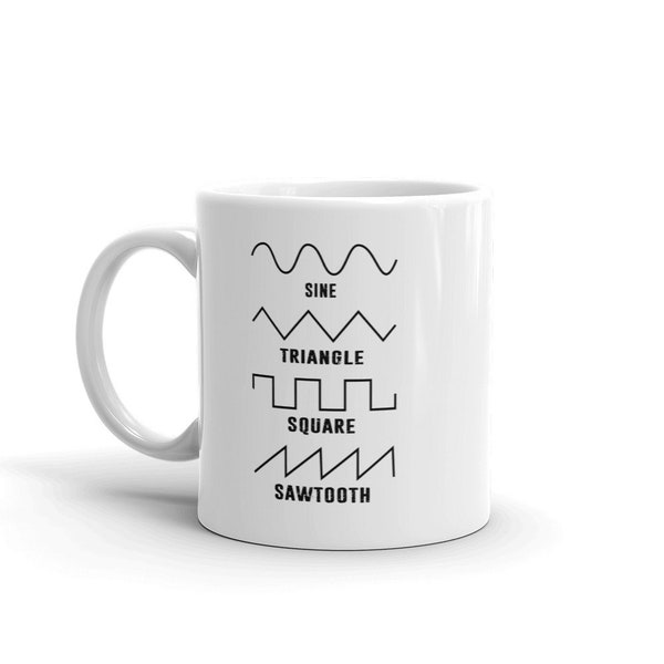 Synthesizer Nerd Audio Waveforms Design - Sine, Sawtooth, Triangle, Square White Coffee Mug