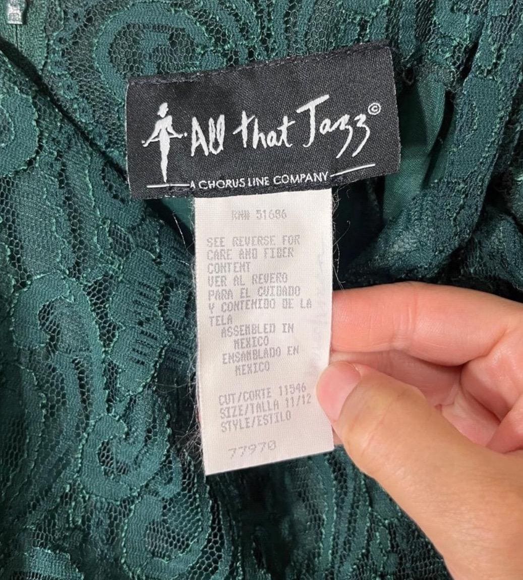 All That Jazz Green Lace Mini Length 90s Vintage Dress Size 11/12 All That Jazz Green Lace Mini Length 90s Vintage Dress Size 11/12