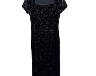 90s Joule Black Crushed Velvet Short Sleeve Mock T-neck Minidress - Etsy