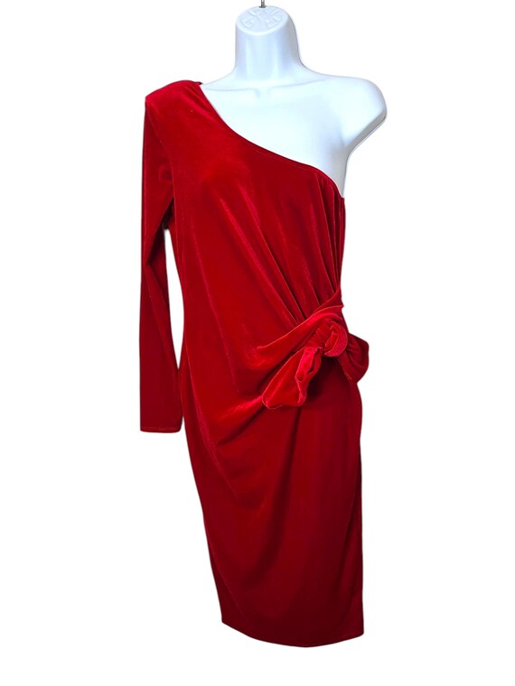 red velvet one shoulder dress Women's Elegant Ruched Velvet Gown One Shoulder High Side Split Bodycon Backless Maxi Evening Dress |