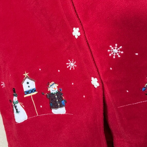 Premier International Ladies Plus Red Fleece Christmas Snowman Tree Cardigan XL View 3