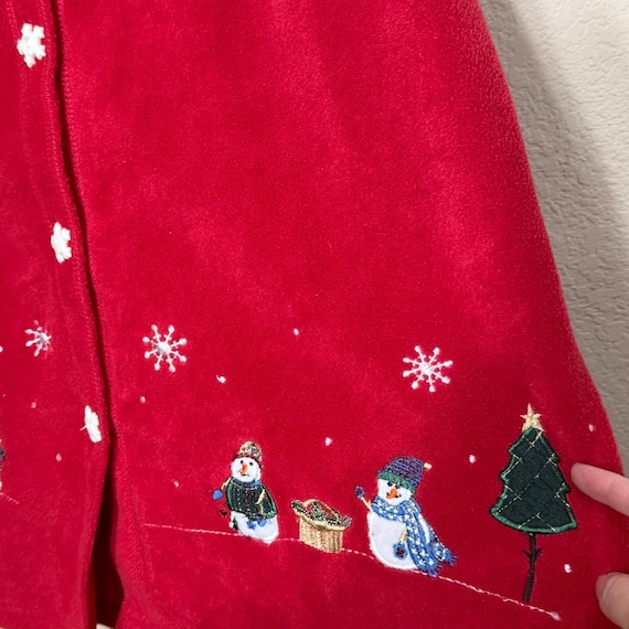 Premier International Ladies Plus Red Fleece Christmas Snowman Tree Cardigan XL View 2