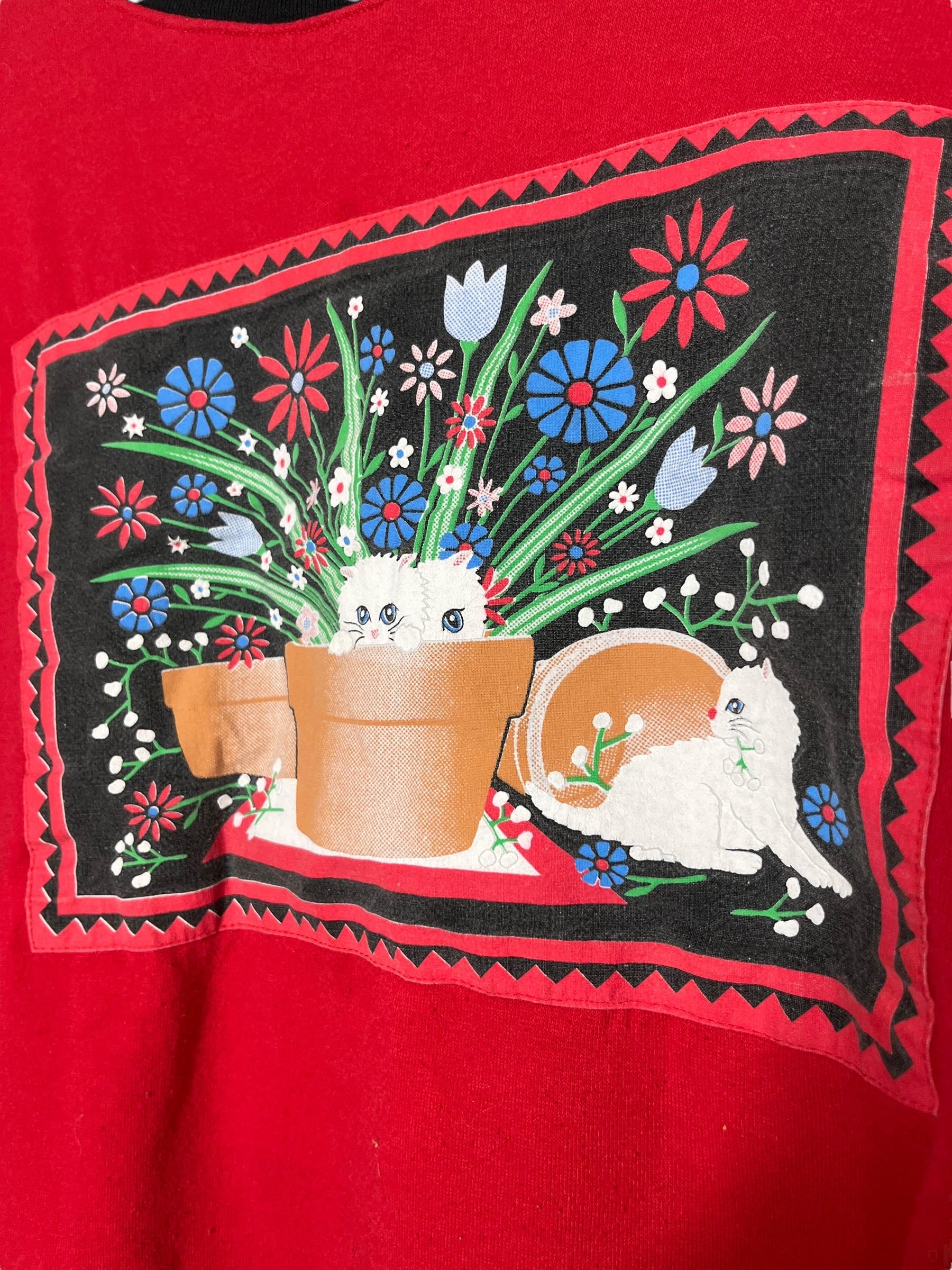Vintage Spumoni by Franko Cat Sweater Size Large Made in USA