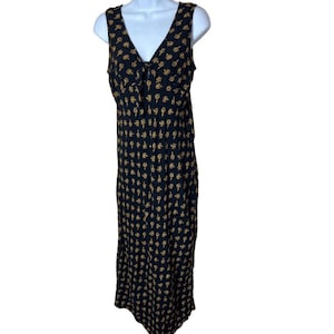 The Limited Dress Womens Size 10 Black Floral Maxi Vintage Sleeveless VNeck