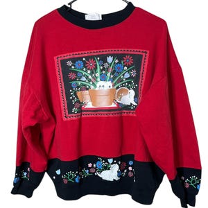 Vintage Spumoni By Franko Cat Sweater Size Large Made In USA