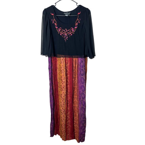 carole little maxi dress Carole Little Purple Rayon Maxi Dress Beaded Fringe Hem Sleeveless Size 10P