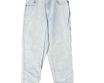 ZENA Jeans Hellblau Acid Wash Vintage Hoch taillierte Tapered Retro Mom Größe 10