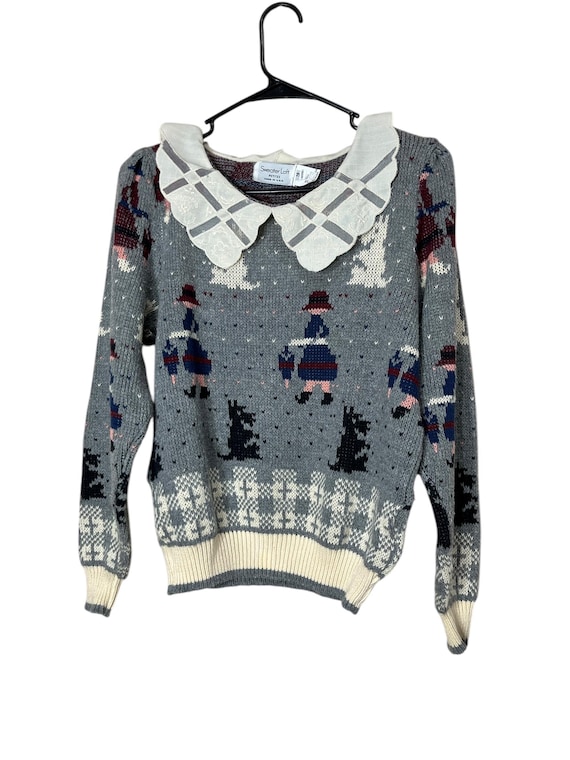 Vintage Sweater Loft 80s Scotty Dog Cottage Core USA Made Sweater