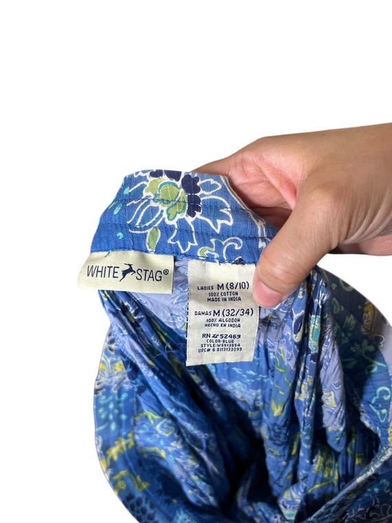 White Stag Blue Patchwork Pattern Maxi Boho Elast… - image 7