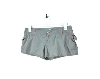 Slitna Y2K-shorts i brunt, lågt snitt, fickor, casual, storlek 7