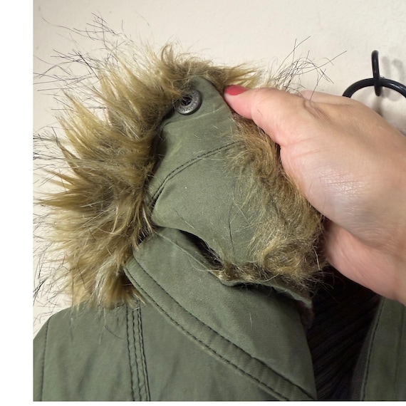 Abercrombie & Fitch Y2K Green Faux Fur Hood Parka Jac… - Gem
