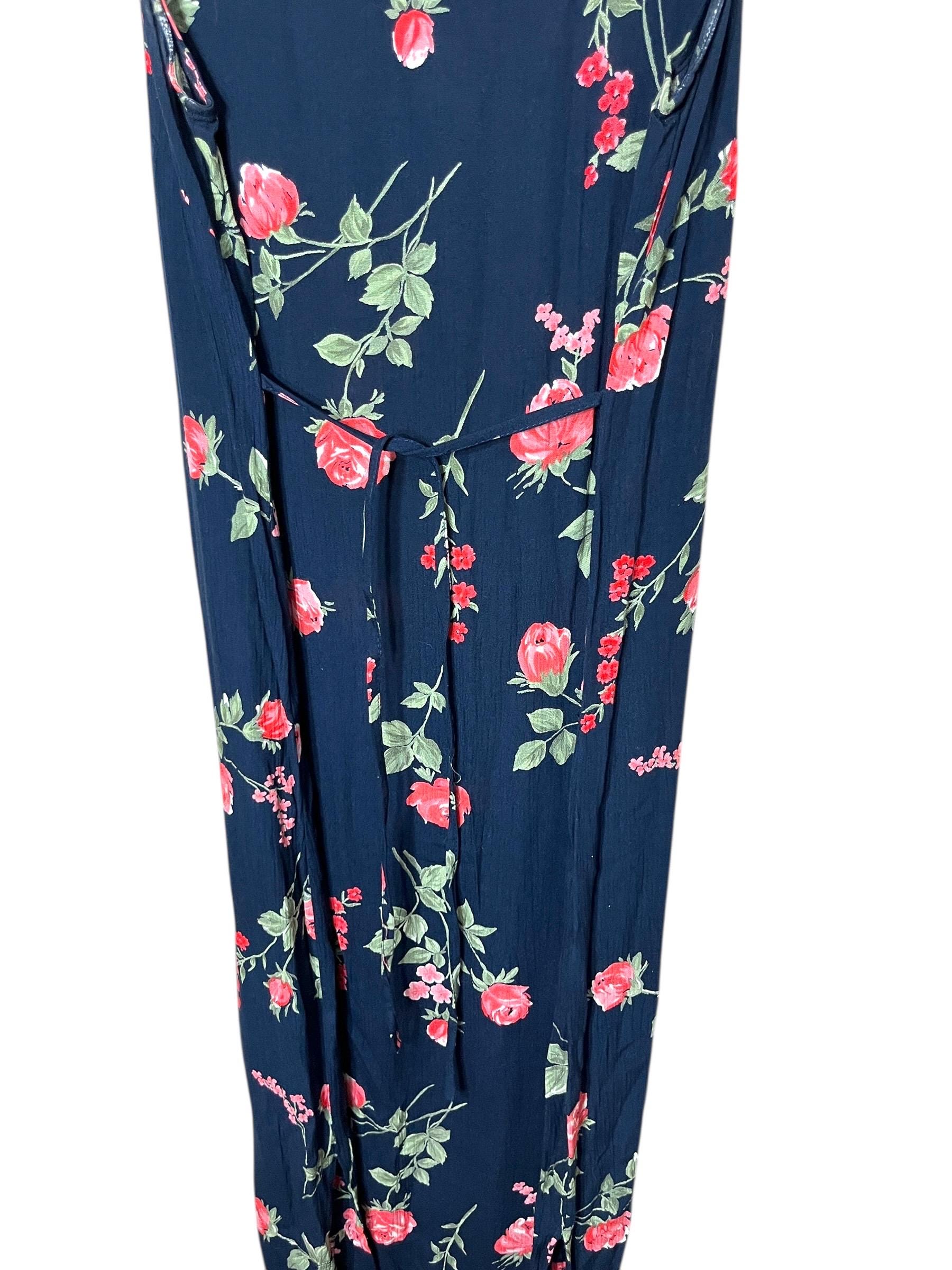 Dress Barn Navy Blue Floral Print Sleeveless Maxi Dress Vintage 90s Size 8
