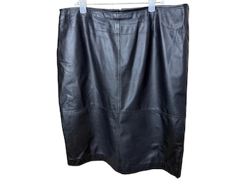 Falda lápiz de piel auténtica negra para mujer, talla 12, de Preston & York Premiere (midi)