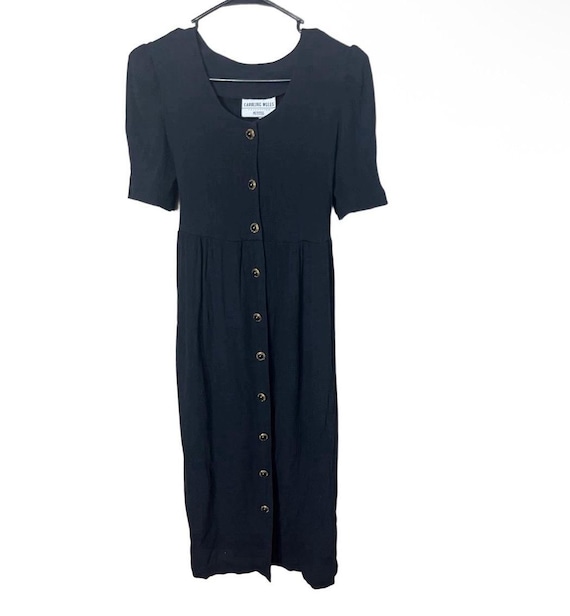 Vintage Caroline Wells Collection Black Midi Button Front Dress Size 6 - Etsy Vintage Caroline Wells Collection Black Midi Button Front Dress Size 6 - Etsy