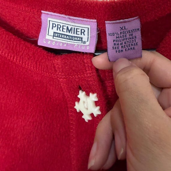 Premier International Ladies Plus Red Fleece Christmas Snowman Tree Cardigan XL View 4