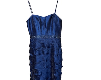 Jessica Howard Royal Blue Beaded Tiered Ruffle Dress and Bolero Jacket Set 6