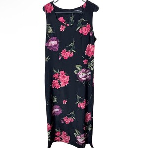 Vintage Sag Harbor 90s Black Floral Pattern Sleeveless Maxi Dress 12