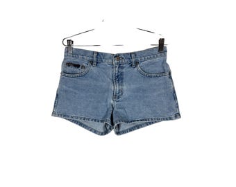 Short en jean vintage LEI taille haute, délavage clair, bleu, années 90/Y2K, femme, taille 7