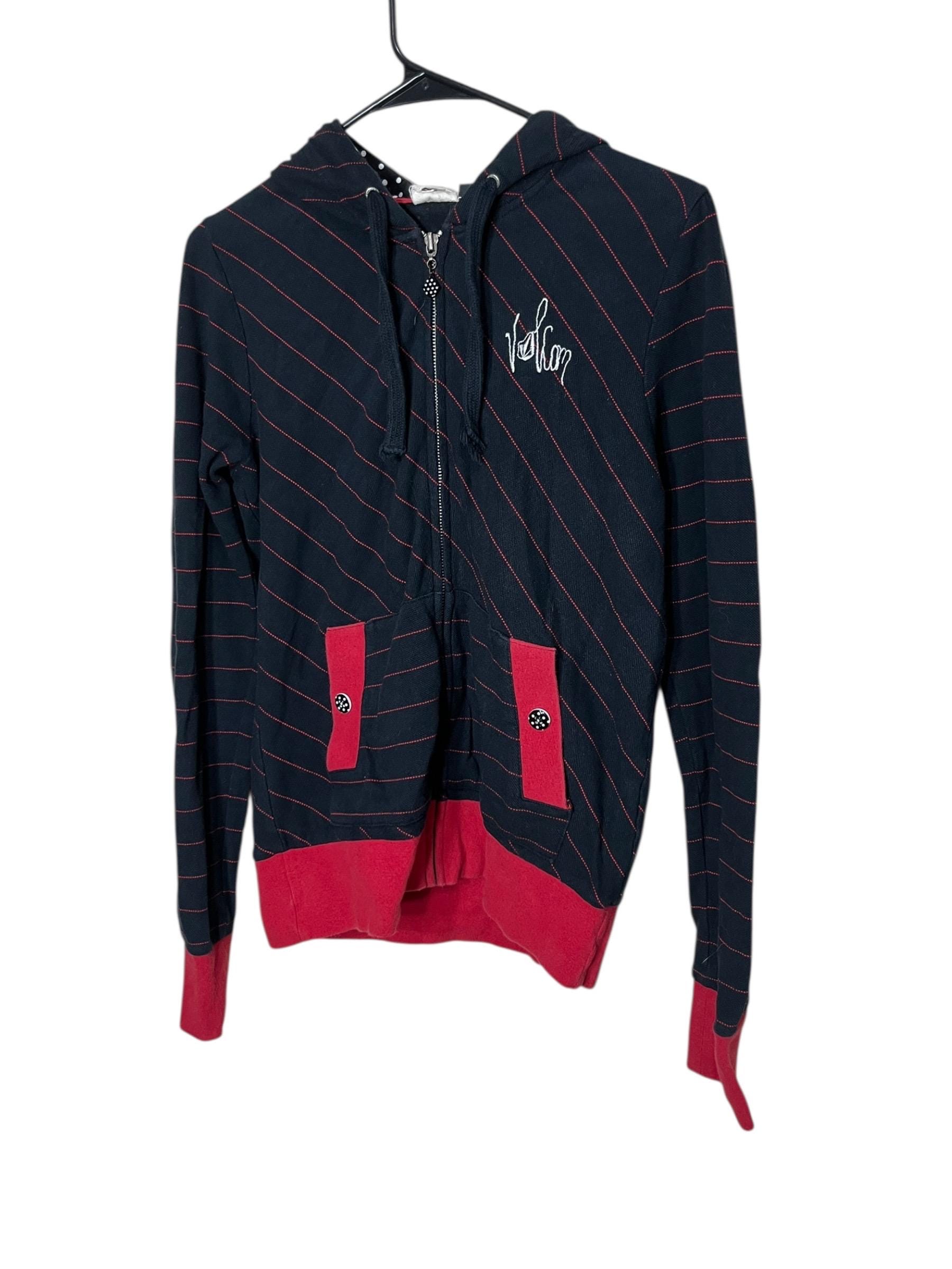 Volcom Black Red Striped Zipup Hoodie Medium Vintage Y2K - Etsy