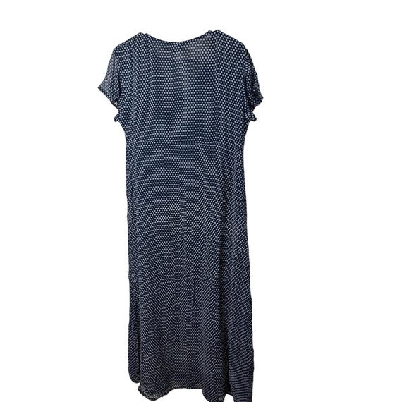 paul harris design dress Vintage Paul Harris Design Navy White Polka Dot Maxi Dress Button Front M