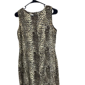 Dress Barn Vintage Leopard Print Sleeveless Midi Dress Size 8