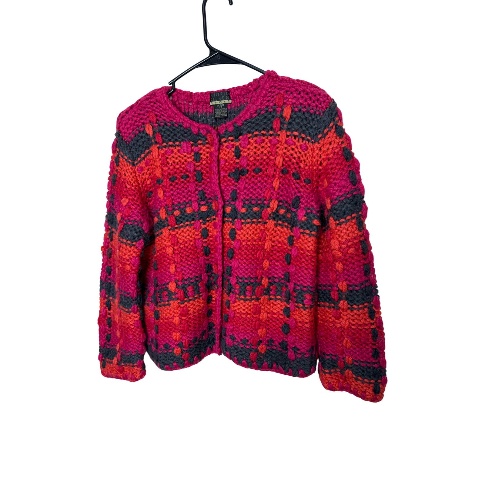 Cardigan Ouvert En 100% Cachemire Sigrid Olsen - Taille S, Bordeaux Foncé - Neuf Avec étiquettes