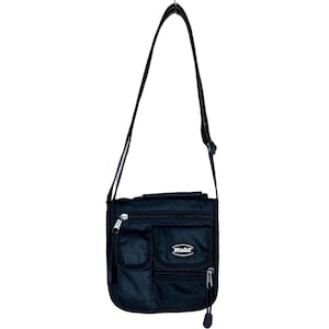 Mudd Y2K Black Nylon Multiple Pockets Adjustable Strap Crossbody Bag One Size