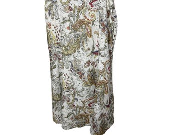 Jones Wear dames linnenmix paisley midirok crème groen rood maat 10