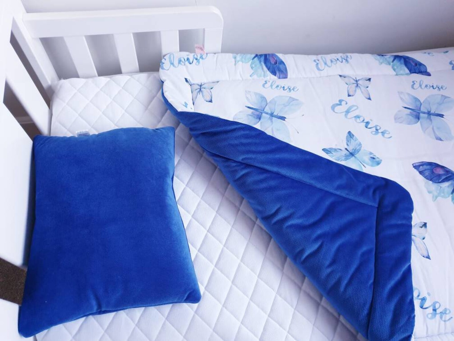 Personalised Baby Duvet Set Royal Blue Butterfly Crib Bedding Etsy