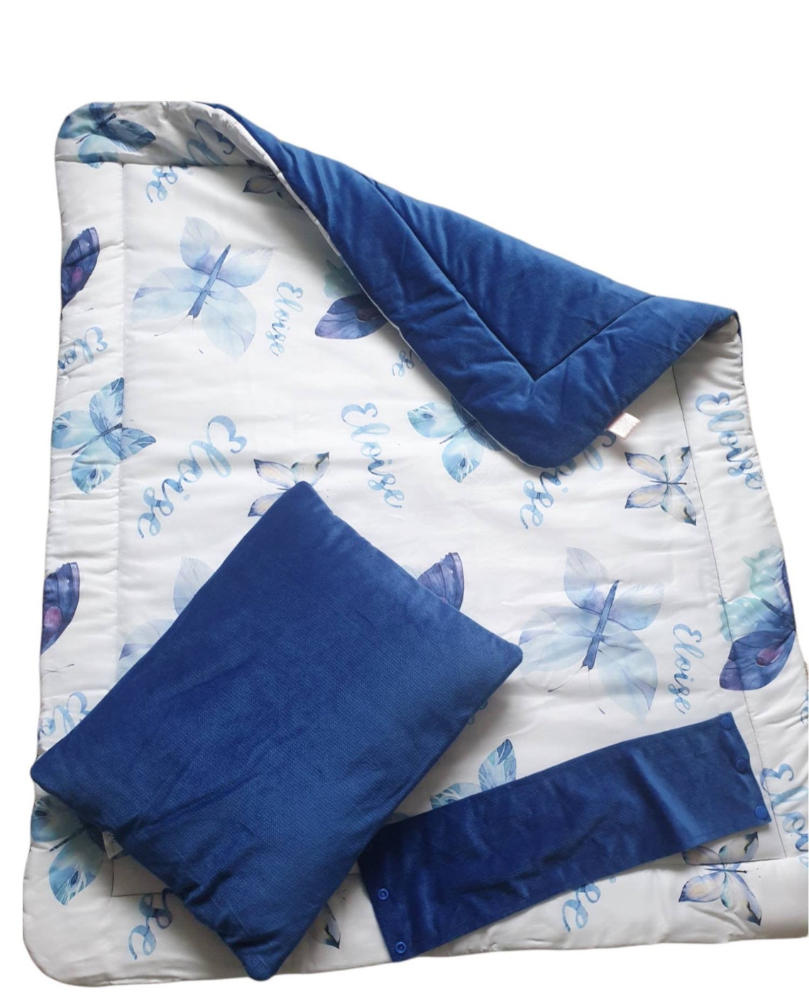 Personalised Baby Duvet Set Royal Blue Butterfly Crib Bedding Etsy