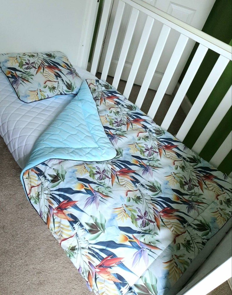 Handmade Crib Bedding For Baby Girl Tropical Cot Bedding Set Etsy