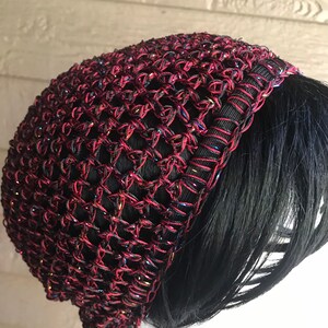 Burgundy and black crochet snood/ hair net