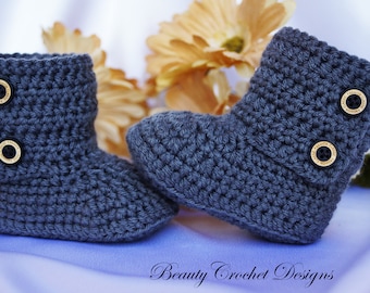 Booties, Baby Booties, Newborn Shoes, Crochet Baby Booties, Newborn Gift, Baby Shower Gift, Gray Booties, Unisex Booties