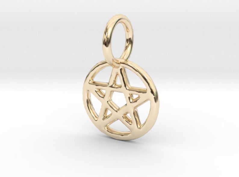 Tiny Pentagram Pendant Solid 14k Gold Pentacle Necklace Wiccan Jewelry Small Wicca 18k Charm Necklaces Ugaurbanag Com - Small Pentacle Pendant