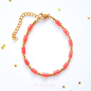 Beaded bracelet boho stainless steel, natural stone, handmade, 100% waterproof