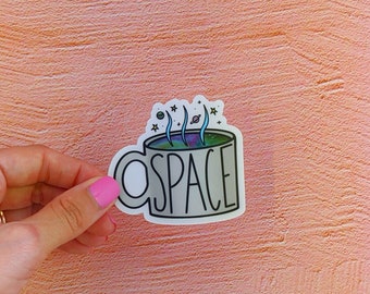 Adesivo: Tazza dello Spazio Esterno - adesivo in vinile tagliato da daro con supporto chiaro, regalo scientifico, tè, tazza di caffè, l'universo in una tazza, adesivo spaziale