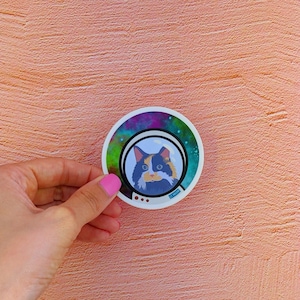 Catstronaut sticker - die cut vinilo pegatina, regalo de los amantes del gato, dibujos animados dibujados a mano, pegatina del espacio exterior, astronauta gato