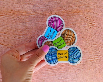 Sticker: Yarn Collector - die cut vinyl sticker, gift for knitter, crochet, crafter, yarn lover.
