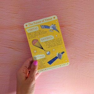 Stickerblad: Toekomst van Venus. Kiss cut vinyl stickers, outer space sticker en factsheets