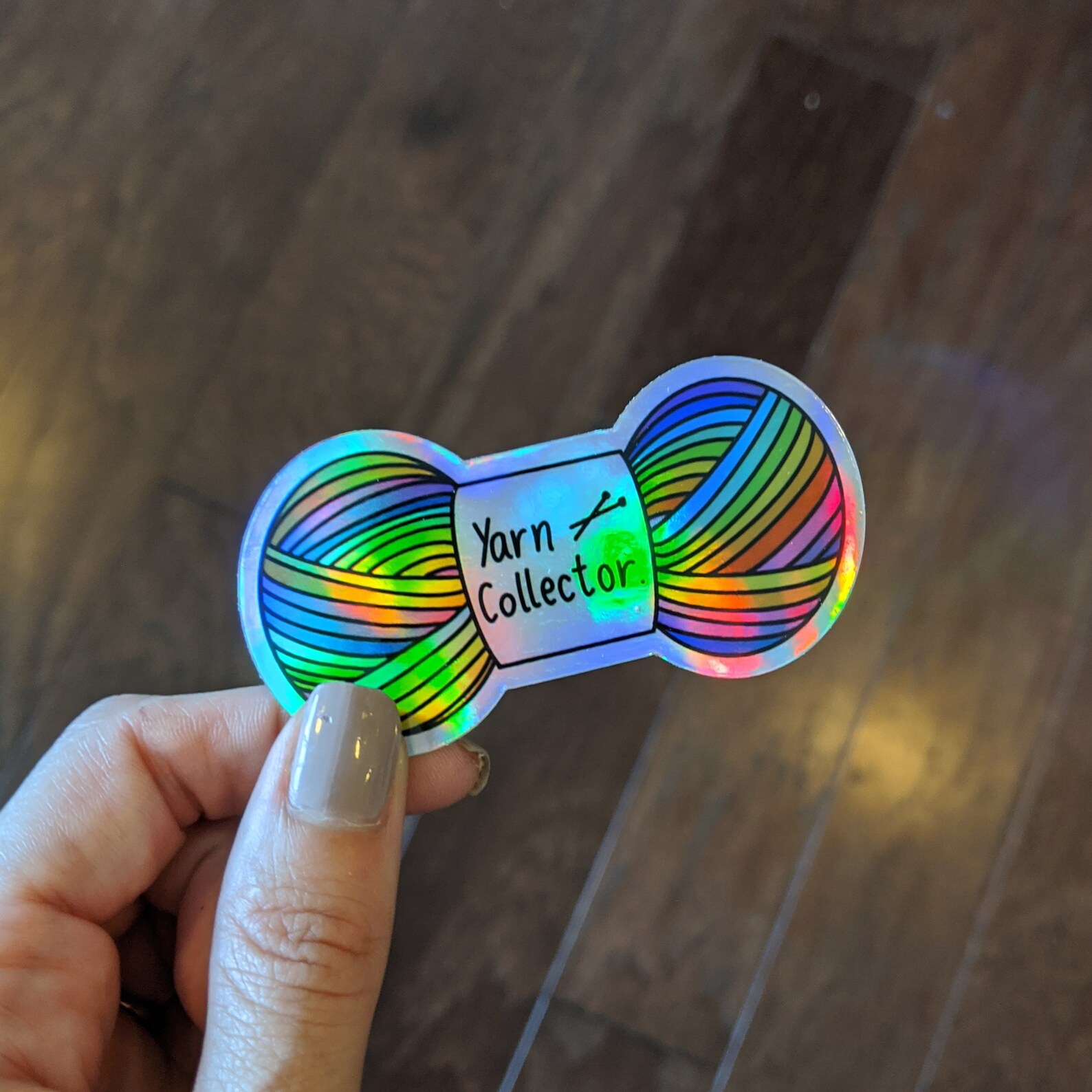 Sticker Yarn Collector Rainbow holographic die cut vinyl Etsy