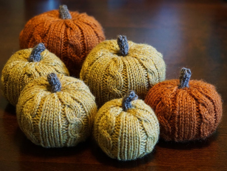 Cable Hand Knit Pumpkins Small Fall and Halloween Etsy